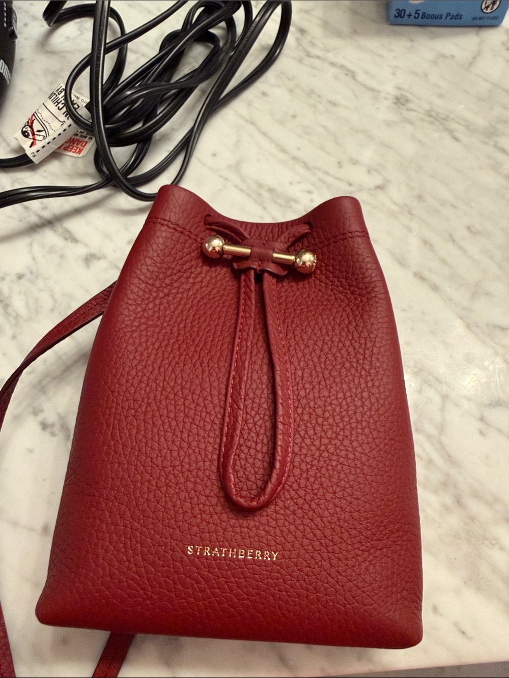 Strathberry Osette Midi Pouch - Oxblood - Picture 9 of 10